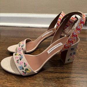 Tabitha Simmons Leticia Embroidered Cream Floral Sandals